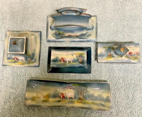 STUNNING FIVE PIECE ROYAL BAYREUTH DESK SET Cover