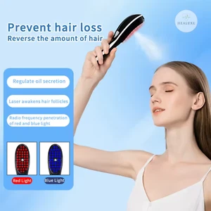 Electric Massage Comb Blue Red LED Light Therapy Hair Growth Massage Scalp Brush - Picture 1 of 9