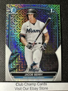 2023 #BCP-108 Jacob Berry Bowman Chrome Prospect 1st Mojo Refractor Marlins - Picture 1 of 2
