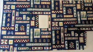 Fabric “Ho Ho Ho Word Patch” 1998 Sandy Gore Evans Scrap 18" x 44" Scrap Piece - Picture 1 of 3