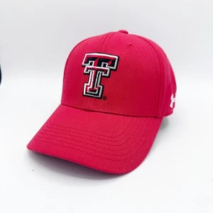 Texas Tech University Red Raiders UA Hat Stacked Patch Logo Strapback Curved Cap - Picture 1 of 9