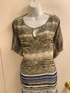 NWT DANA BUCHMAN WOMEN'S SNAKE SKIN DESIGN LONG SLEEVED TUNIC/TOP-CAREER-WORK RE - Picture 1 of 12