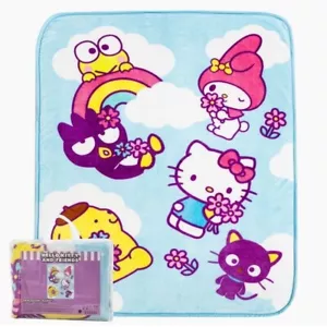 Hello Kitty and Friends Plush Throw Blanket Twin My Melody Kuromi Sanrio - Picture 1 of 2