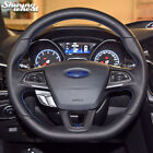 Black Genuine Leather Car Steering Wheel Cover for Ford Focus ST Fiesta RS