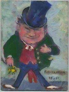 El PREPRENDENTE con FLORES- Irmgard CAUPISCH de REPPERT - IMAGEN AL ÓLEO firmada - Imagen 1 de 1