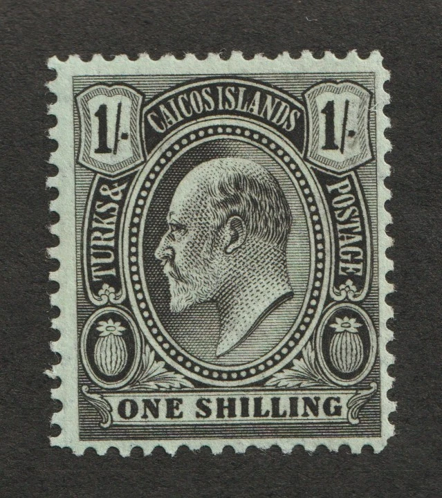 Islas Turcas y Caicos 1909 Sc# 20 - Un chelín, KEVII. MH Cv$8,00 Foto 1 de 1