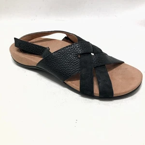 Vionic Eira Slingback Sandal Black Pebble Grain Embossed Sz 9 W /41 Wide - Picture 1 of 7