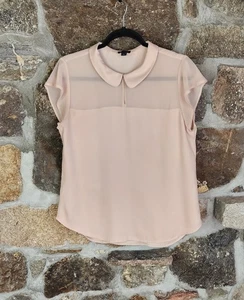 Camicetta Ann Taylor Peter Pan Collare Morbida Trasparente Classica Professionale Taglia Med - Foto 1 di 12