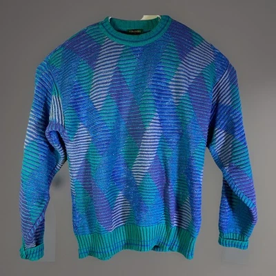 Suéter XL De Colección Colores Alexander Julian Multicolor Cuello Redondo Algodón EE. UU. 90 Foto 1 de 4