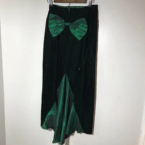 VTG Jessica McClintock 9/10 dark green velvet skirt satin bow hem fairy grunge - Picture 1 of 8