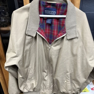 Lands' End/Chaqueta para hombre/ Cremallera completa/Tostado con forro a cuadros rojos talla X-grande Foto 1 de 4