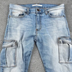 Jeans Golden Los Angeles uomo 32 blu denim cargo slim fit cerniera polsino made USA - Foto 1 di 12