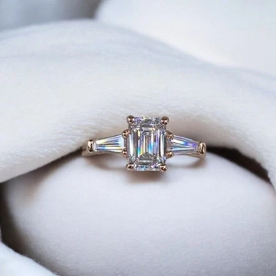Wedding Ring 1.60 Ct IGI GIA Lab Grown Emerald Cut Diamond Solid 18K Rose Gold - Image 1 of 4