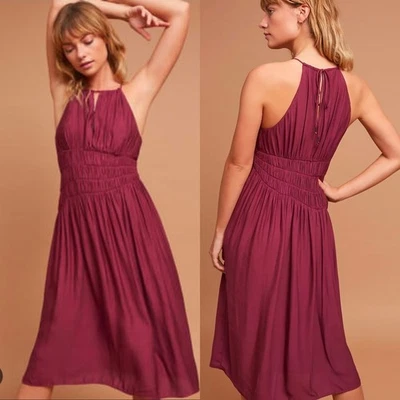 Vestido Anthropologie Moulinette Soeurs Halter Midi Ciruela Talla 14 Foto 1 de 4