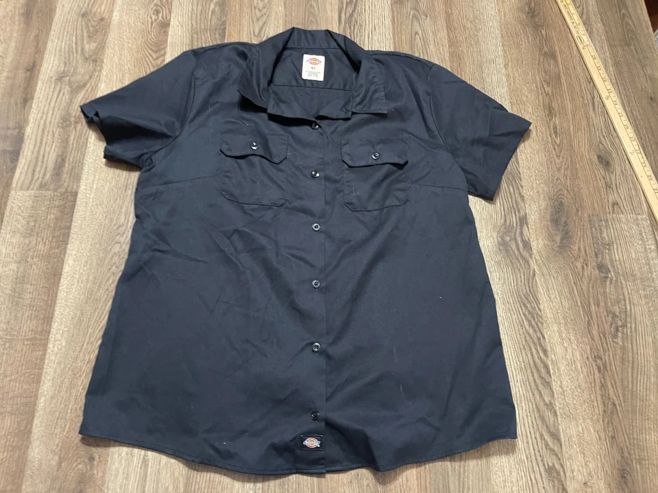 Camisa Dickies, Para Mujer Talla XL, Negra Manga Corta Camisa Abotonada Camisa de Trabajo Foto 1 de 4