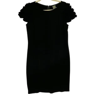 Vestido Taylor Negro, Mangas con Volantes, Talla 8, Rayón/Nylon/Spandex - Imagen 1 de 9