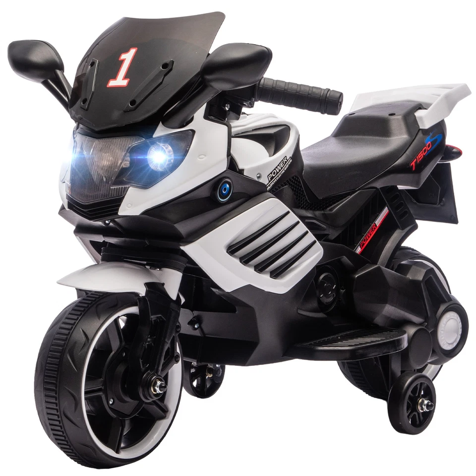 AIYAPLAY Moto per Bambini Elettrica da 6V con Rotelle, Fari e Musiche Bianco - Immagine 1 di 4