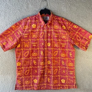 Reyn Spooner Hawaiian Shirt USC Trojans XL Classic Fit Red Fight ON! AOP - Picture 1 of 6