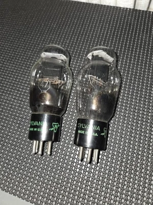 47 Tube Pair Sylvania Black Plate Test Strong Vacuum Tubes  - Image 1 of 4