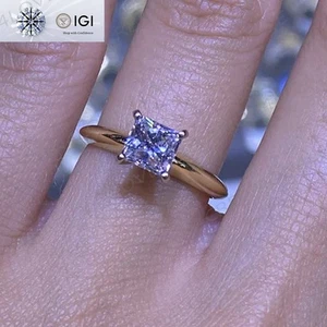 IGI 1,5 kt Princess E VS1 Lab Grown Diamant Verlobungsring in 14 K Gelbgold - Bild 1 von 12