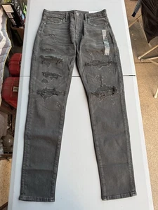 Jeans skinny American Eagle Airflex atletico uomo 34x30 grigio invecchiato nuovo con etichetta - Foto 1 di 13