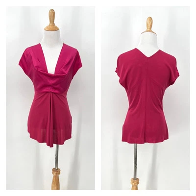 ROZAE NICHOLS капот шеи крышка рукав блузка женщин маленький глубокий розовый шелк смесь Топ - Изображение 1 из 4