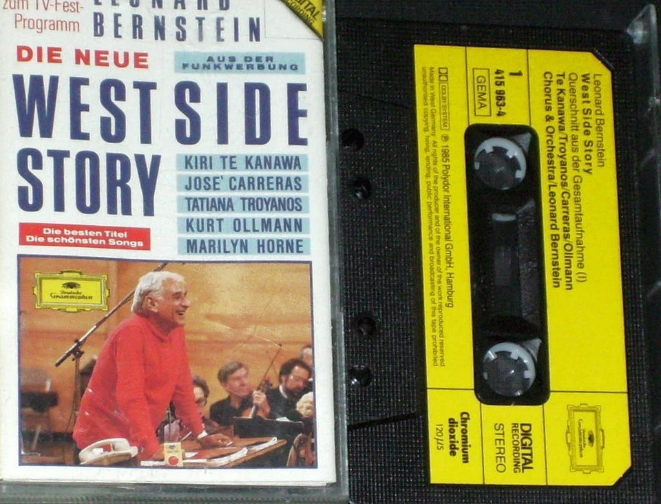 BERNSTEIN WEST SIDE STORY KANAWA CARRERAS CASSETTE DG die neue West Side Story - Image 1 of 1
