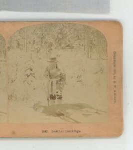 Lederstrümpfe Winter Hirsch Jagd Kilburn Stereoview - Bild 1 von 2