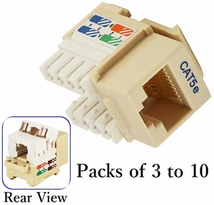 Brown Cat5e Punch Down Network Jack Female RJ45 Ethernet for Keystone Wall Plate - Picture 1 of 7