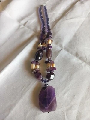 Collana in Ametista e perle di fiume Vintage anni 80 - Immagine 1 di 4