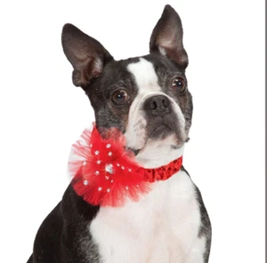 Aria Starburst Dog Scrunchy Sequins Red Large - Picture 1 of 2
