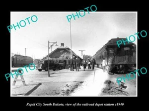 ANTIGUA FOTO HISTÓRICA 8x6 ciudad rápida estación de depósito de ferrocarril dakota sur c1940 1 - Imagen 1 de 1