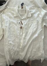 NWT Bruno Men's Pure Linen White Button-Up Short Sleeve Shirt Sz  2XLT