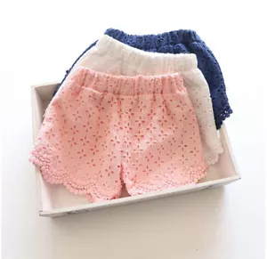 Pantaloncini estivi ricamati US Stock bambina 2-7T rosa, bianco, blu navy - Foto 1 di 10