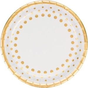 Sparkle & Shine Gold Wedding Anniversary Party 9" Paper Dinner Plates - Picture 1 of 1