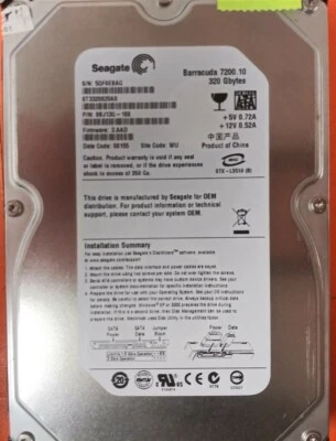 ⭐️⭐️⭐️⭐️⭐️ HDD Hard Drive SATA Desktop 3.5" Seagate ST3320820AS 320GB 9BJ13G-188 - Image 1 of 3