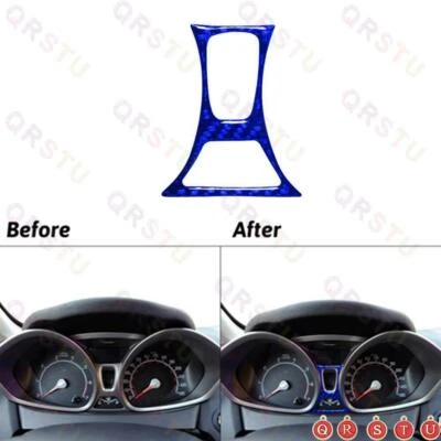 Blue Carbon Fiber Central Speedometer Strip Cover Trim For Ford Fiesta 2011-2015 Foto 1 de 4