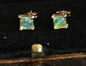 Vintage Style Jewellery Opal Earrings 18K Rose Gold Plated