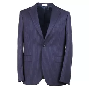 Boglioli Slim-Fit Darker Slate Blue Woven Stripe Wool Suit 42R (Eu 52) NWT - Picture 1 of 10