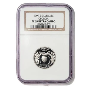USA Georgia State Quarter 1999 S Silver Proof NGC PF 69 Ultra Cameo - Picture 1 of 3