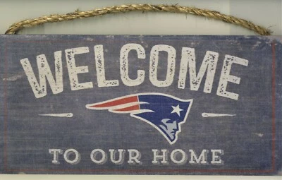 New England Patriots Welcome to Our Home Wooden Hanging Sign Sports Vintage 12x6 - Imagem 1 de 4