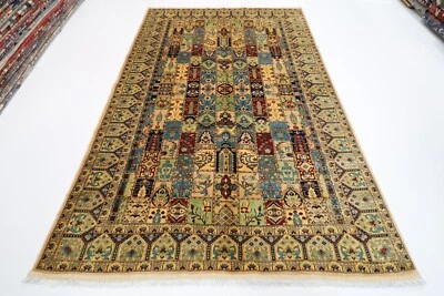 7x10 ft Beige four-season patchwork Area rug Afghan Hand Knotted Tribal oriental - Image 1 of 4