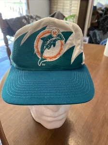 Vintage 90's Miami Dolphins  Shark Tooth Logo Athletic Snapback NFL Hat VTG - Picture 1 of 17