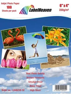 Papier Photo 4x6 inch (102x152mm) LabelHeaven 230g - 100 Feuilles Premium Haute - Photo 1/1