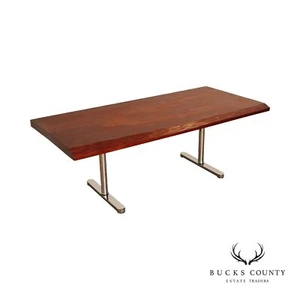 Mid Century Modern Live-Edge Slab Dining Table - Picture 1 of 12