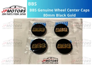 BBS Wheel Center Caps 80mm Genuine Emblem Black Gold 3D Logo 56.24.038Set 4pcs - Picture 1 of 12