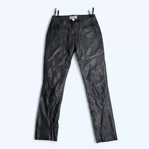 HEINE Women's Lamb Leather Pants Trousers UK 14 US 10 Motorcycle Biker Rider - Picture 1 of 15