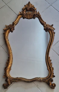 Antique Art Deco Mirror With Carved Gilded Wooden Frame - Picture 1 of 17