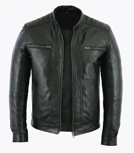 Echtleder Biker-Stil modische Jacke mit Design auf der Schulter Top Maserung - Bild 1 von 9