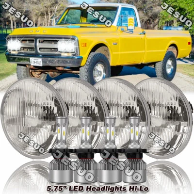 4PCS 5.75" 5-3/4" Round LED Headlights for GMC C15/C1500 1961-1972 Pickup C2500 Foto 1 de 4
